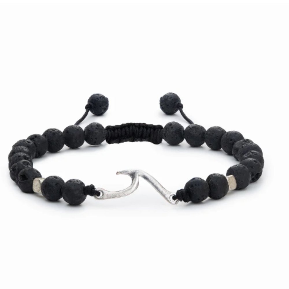 Diffuser Bracelet With Silver Wave Charm And Lava… - image 1